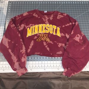 Bleach Dyed NCAA Minnesota Gophers Cropped Crew